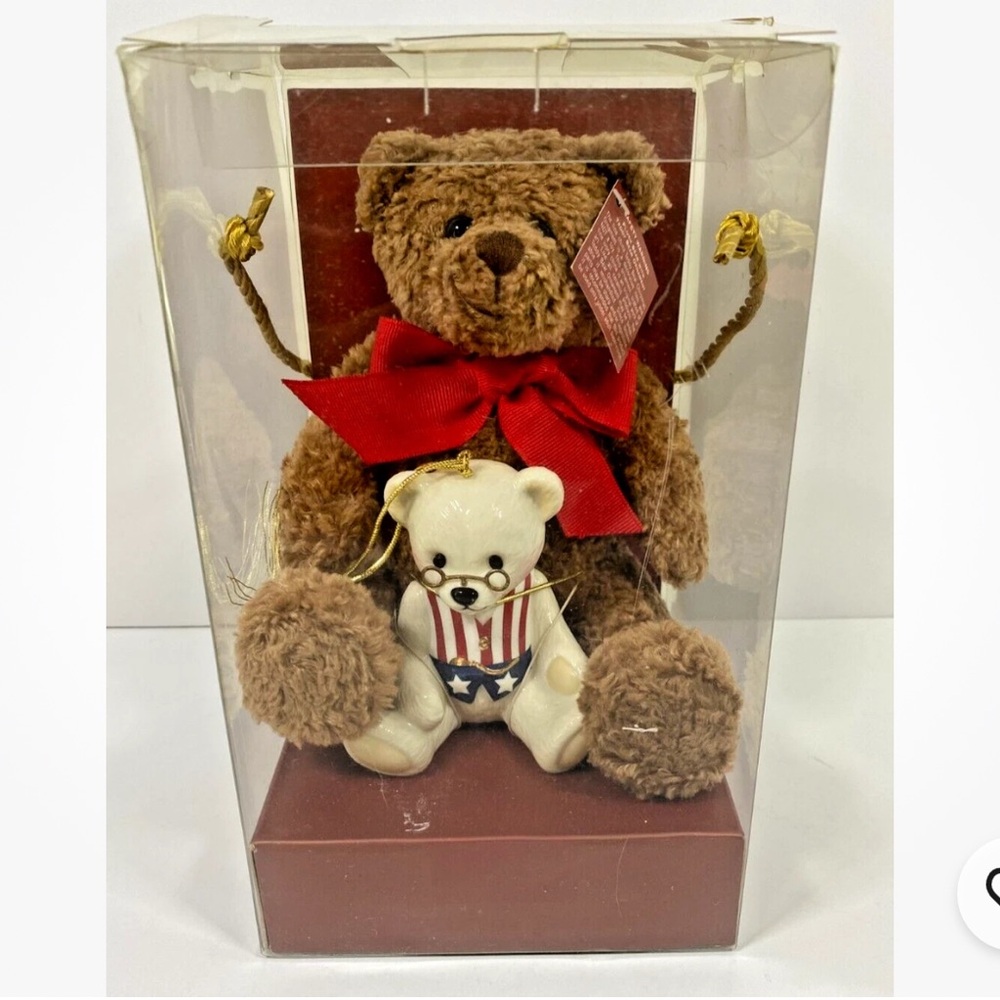 Lenox-100th Anniversary American Bears Plush Teddy Bear With Porcelain Ornament